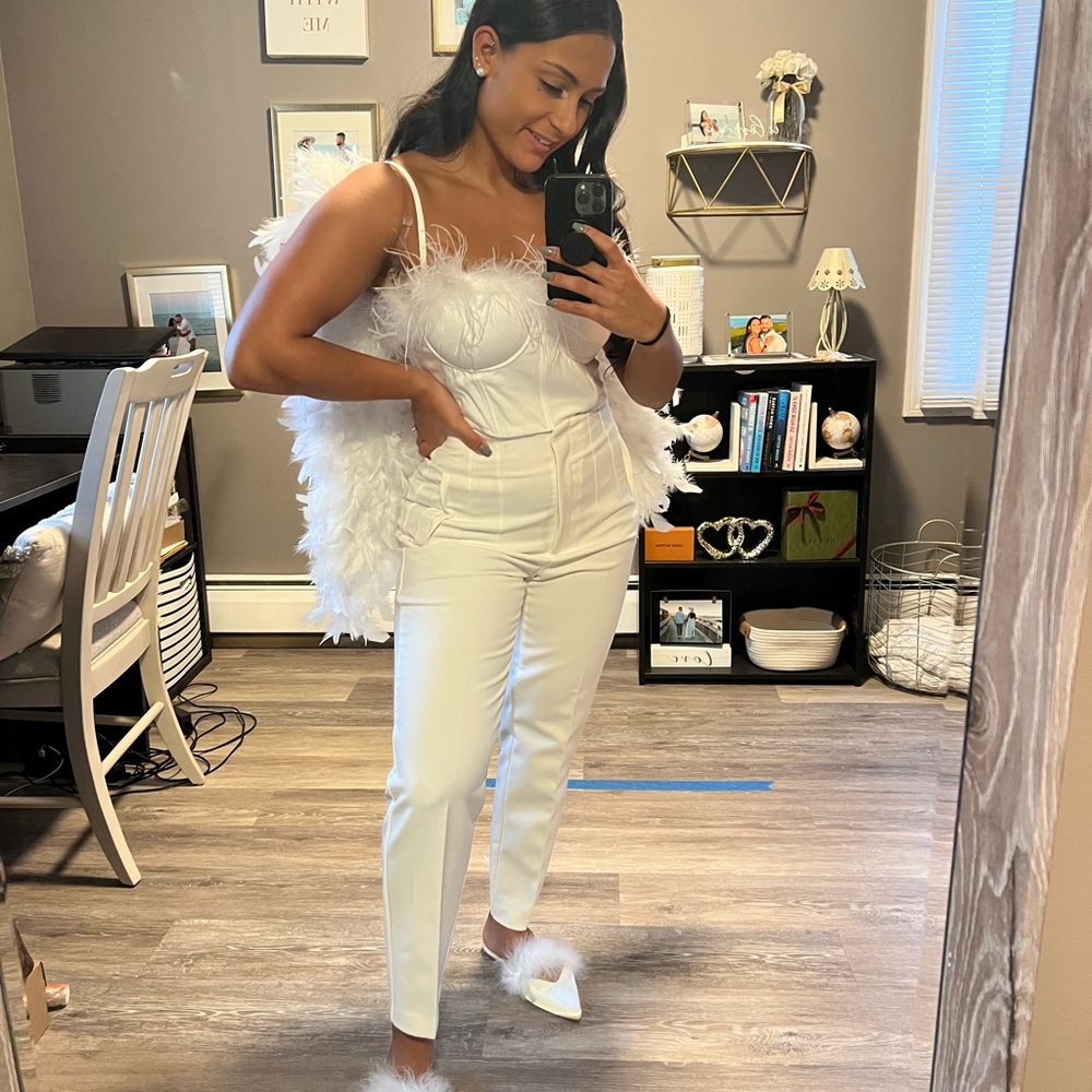 Windsor feather corset crop top